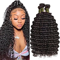 Recifeya Brazilian Virgin Hair Deep Wave Bundles 100 Human Hair Unprocessed Deep Curly Bundles Human Hair Extensions Deep Wave