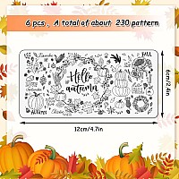 Whaline 6Pcs Fall Thanksgiving Theme Nail Art Stamping Plate Kit Various Pattern Pumpkin Maple Autumn Blessing Collection Nail A