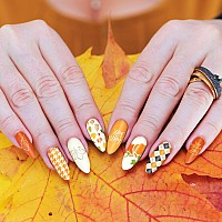 Whaline 6Pcs Fall Thanksgiving Theme Nail Art Stamping Plate Kit Various Pattern Pumpkin Maple Autumn Blessing Collection Nail A