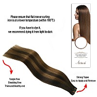 Aison Human Hair Tape In Extensions 18 Inches 40G 20 Pcspack Balayage Dark Brown Ombre To Chestnut Brown Tape Ins Human Hair Ex