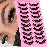 outopen 10 Pairs Russian Volume Eyelashes DD Curl Faux Mink Lashes Long Fluffy Soft Wispy Eye Lashes Reusable Natural Look Eyelashes Extension(DD Curl |15-18MM)