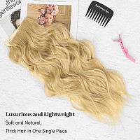 Kookastyle Invisible Wire Hair Extensions With Transparent Wire Adjustable Size Long Wavy Synthetic Hairpiece Golden Blonde 20 I