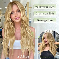 Kookastyle Invisible Wire Hair Extensions With Transparent Wire Adjustable Size Long Wavy Synthetic Hairpiece Golden Blonde 20 I