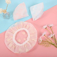 Waterproof Shower Caps 3 Pcs Plastic Reusable Shower Caps Elastic Band Bath Caps For Women Ladies Spa Salon