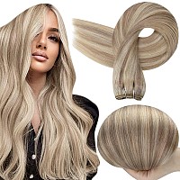 Full Shine Blonde Sew In Weft Hair Extensions Silky Straight Real Hair Wefts Human Hair 105 Grams Sew In Hair Extensions Ash Blo