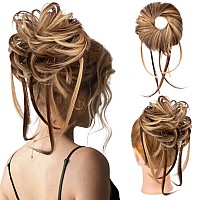 Hoojih Messy Bun Hair Piece Super Long Tousled Updo Hair Bun Extensions Wavy Hair Wrap Ponytail Hairpieces Hair Scrunchies With