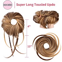 Hoojih Messy Bun Hair Piece Super Long Tousled Updo Hair Bun Extensions Wavy Hair Wrap Ponytail Hairpieces Hair Scrunchies With