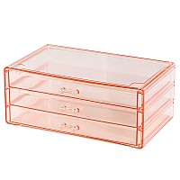 Cq Acrylic 1 Pack Clear Acrylic Drawer Organizer Countertop Stackable 3 Drawers Makeup Storage Cute Cube Make Up Organizer For D