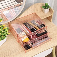 Cq Acrylic 1 Pack Clear Acrylic Drawer Organizer Countertop Stackable 3 Drawers Makeup Storage Cute Cube Make Up Organizer For D