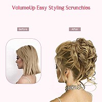 Hoojih Messy Bun Hair Piece 2Pcs Tousled Updo With Tendrils Hair Bun Extensions Wavy Curly Hair Wrap Ponytail Hairpieces Hair S