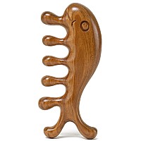 Moreinday Wood Massage Comb Scalp Massager Gift for Women Sandalwood Comb Hand Made Wide Tooth Wood Comb for Women Men - Green Sandalwood