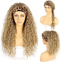 Somiarik Curly Synthetic Headband Wig For Black Women Blonde Headbands Wigs Curly Headband Wig Machine Made Wigs 150 Density 26