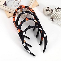 Budsmile 4 Pcs Headbands For Women Girls Halloween Pumpkin Sugar Skeleton Skull Ghost Hairbands Gifts Makeup Hair Hoop