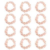 12Pcs Satin Hair Ties Blush Silk Hair Scrunchies Skinny Hair Ties Ponytail Holder Hair Accessories Wedding Gifts For Women Girl