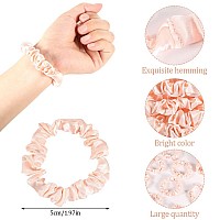 12Pcs Satin Hair Ties Blush Silk Hair Scrunchies Skinny Hair Ties Ponytail Holder Hair Accessories Wedding Gifts For Women Girl