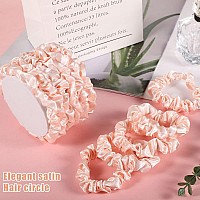 12Pcs Satin Hair Ties Blush Silk Hair Scrunchies Skinny Hair Ties Ponytail Holder Hair Accessories Wedding Gifts For Women Girl