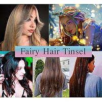 Hair Tinsel Kit With Tool 3200 Strands Tinsel Hair Extensions 12 Colors Fairy Hair Tinsel Sparkling Shiny Hair Tinsel Heat Resi