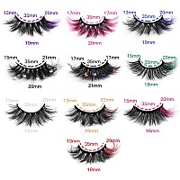 Outopen 10 Pairs Lashes With Color On End Colored Lashes Set 6D Long Fluffy Mink False Eyelashes With Rhinestone Dramatic But