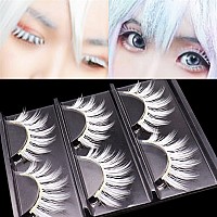 Outopen 3 Pairs White Lashes Cosplay White False Eyelashes Reusable Natural Wispy Fluffy False Lashes For Halloween Cosplay Mas