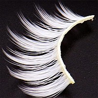 Outopen 3 Pairs White Lashes Cosplay White False Eyelashes Reusable Natural Wispy Fluffy False Lashes For Halloween Cosplay Mas