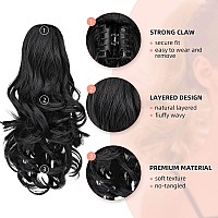 Heweicsy Ponytail Extension Hair Extensions Ponytail Claw 14 Wavy Fake Hair Curly Synthetic Ponytail Wig Clip Daily Fluffy Pon