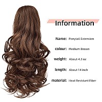 Heweicsy Ponytail Extension Hair Extensions Ponytail Claw 14 Wavy Fake Hair Curly Synthetic Ponytail Wig Clip Daily Fluffy Pon