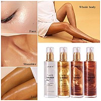 Liyalan Shimmer Body Oil Bronze Gold 4 Color Bronze Face Brighten Glow Pearl Highlighter Illuminator body Makeup Shine Glitter Gold Liquid Taning(2.8 Fl Oz/03)