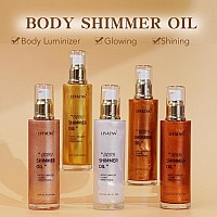 Liyalan Shimmer Body Oil Pearl White 5 Color Bronze Face Brighten Glow Highlighter Illuminator Body Makeup Shine Glitter Gold Li