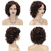 Sevencolors Wigs For Black Women Afro Short Curly Bob Wigs Synthetic Hair African American Wig Natural Looking Glueless Big Curl