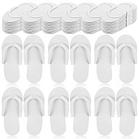 Geyoga 48 Pairs Disposable Pedicure Slippers Foam Disposable Slippers Multi Color Pedicure Sandals Spa Pedicure Flip Flops Pedicure Shoes for Women Salon Nail Spa Pedicure(White)