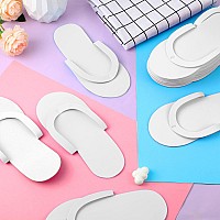 Geyoga 48 Pairs Disposable Pedicure Slippers Foam Disposable Slippers Multi Color Pedicure Sandals Spa Pedicure Flip Flops Pedicure Shoes for Women Salon Nail Spa Pedicure(White)