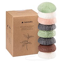 Navaris Konjac Sponges - Set of 8 - Facial & Body Natural Konjac Sponge Puffs - Exfoliating & cleansing Face & Skin Sponges for Bath & Shower - 8-Pack