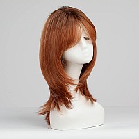 HAIRCUBE Auburn Wigs for Women,Long Layered Orange Wigs with Bangs Heat Resistant Synthetic Fibre Wigs(pelucas de cabello natural)