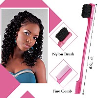 Geiserailie 3 Pcs Slick Back Hair Brush Set Bristle Hair Brush Edge Control Brush Teasing Comb For Women Baby Kids Black Hairr