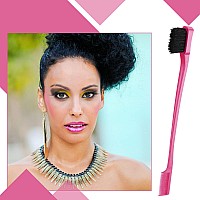 Geiserailie 3 Pcs Slick Back Hair Brush Set Bristle Hair Brush Edge Control Brush Teasing Comb For Women Baby Kids Black Hairr