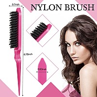 Geiserailie 3 Pcs Slick Back Hair Brush Set Bristle Hair Brush Edge Control Brush Teasing Comb For Women Baby Kids Black Hairr