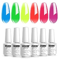 Vishine Jelly Crystal Gel Nail Polish Set Summer6 Colors Neon Blue Green Yellow Orange Hot Pink Fuchsia Rainbow Neon Gel Polish