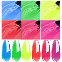 Vishine Jelly Crystal Gel Nail Polish Set Summer6 Colors Neon Blue Green Yellow Orange Hot Pink Fuchsia Rainbow Neon Gel Polish