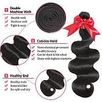 10A Brazilian Body Wave Bundles With Closure Human Hair 16 18 20 With 14 Inch Human Hair Bundles With Closure Body Wave 100 Unp