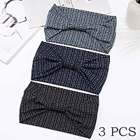 Aceorna Boho Headbands Wide Knotted Hairbands Stretch Printed Head Bands Bohemia Head Wraps For Women 3 Pcs Set E