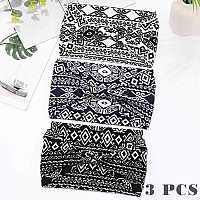 Aceorna Boho Headbands Wide Knotted Hairbands Stretch Printed Head Bands Bohemia Head Wraps For Women 3 Pcs Set D