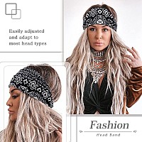 Aceorna Boho Headbands Wide Knotted Hairbands Stretch Printed Head Bands Bohemia Head Wraps For Women 3 Pcs Set D