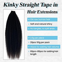 Tape In Hair Extensions Human Hair Black Women 22 Inch Kinky Straight Tape Ins For Black Women Human Hair Tape In Extensions Dou