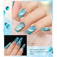 Gel Polish 15Ml05Fl Oz Holographic Blue 9D Cat Eye Shiny Glitter Soak Off Nail Polish With Magnetic Stick For Nail Salon Blue