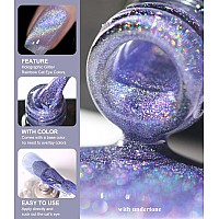 Gel Nail Polish 15Ml05Fl Oz Holographic Purple 9D Cat Eye Shiny Glitter Soak Off Nail Polish With Magnetic Stick For Nail Salo