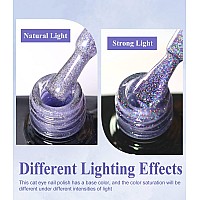 Gel Nail Polish 15Ml05Fl Oz Holographic Purple 9D Cat Eye Shiny Glitter Soak Off Nail Polish With Magnetic Stick For Nail Salo