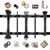 Beasofee Perfection Makeup Brushes 5Pcs Makeup Brushes Set Synthetic Foundation Powder Concealers Eye Shadows Blush Makeup Brush