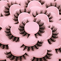 wiwoseo False Eyelashes Russian Strip Lashes Natural Wispy Fluffy 3D Effect D Curly Faux Mink Lashes Pack 16MM Crossing Fake Eyelashes 10 Pairs