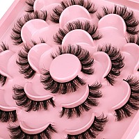 wiwoseo False Eyelashes Russian Strip Lashes Natural Wispy Fluffy 3D Effect D Curly Faux Mink Lashes Pack 16MM Crossing Fake Eyelashes 10 Pairs