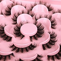 wiwoseo False Eyelashes Russian Strip Lashes Natural Wispy Fluffy 3D Effect D Curly Faux Mink Lashes Pack 16MM Crossing Fake Eyelashes 10 Pairs